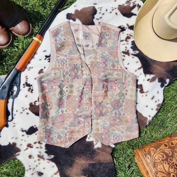 Pastel 90s Vintage Navijo Patterned Vest Westen - Picture 1 of 2